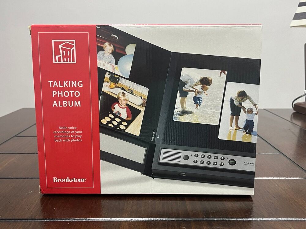 Brookstone Talking Photo Album Features Talking Pages of Memories NEW